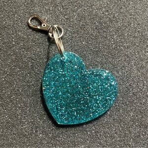 Resin blue heart keychain